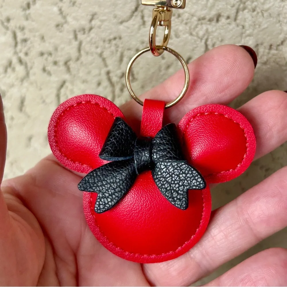 Adorable Red & Black Minnie Leather Keychain/Bag Charm